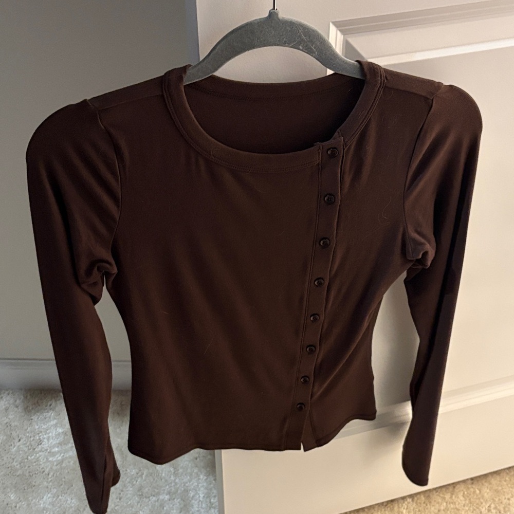Brown Button-Up Women's Top
